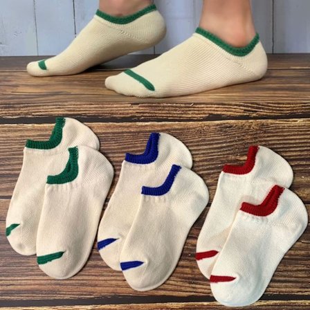 3 par retro tykke linjestrikkede sokker i ren bomull