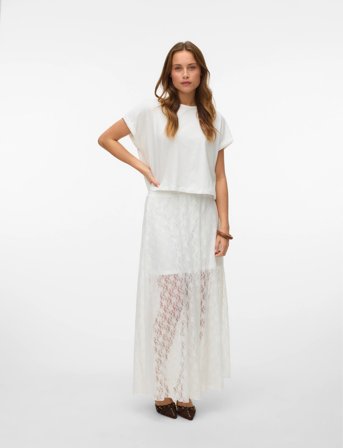 Vero Moda Vmnelda Hw Long Lace Skirt Jrs Exp - White - XS