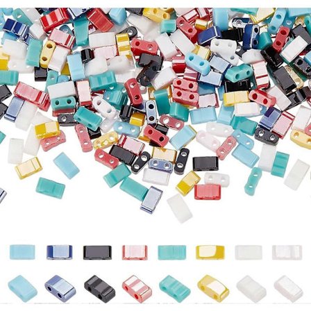 800 stk. 1/2 Tila Perler Dobbelthul Glasperler Fliseperler Bulk Glas Frøperler Mini Flad Spacer Løse Perler til Smykkefremstilling DIY Håndværk