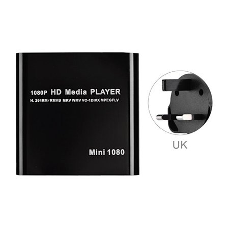 Mini Full HD 1080P Digital Multi TV Media Player Box Støtte SD-kort med fjernkontroll Svart