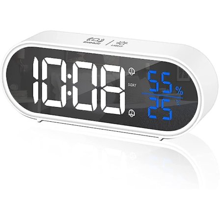 Digital vekkerklokke, LED digital klokke med stemmestyring Funksjon Snooze-tid