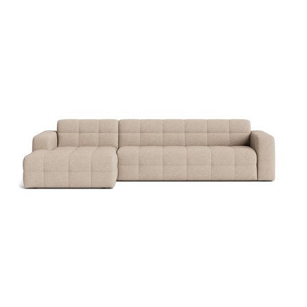 Paris Chaiselongue-Sofa, links, Loop Beige, modernes Design mit Steppmuster, komfortable Polsterung für Wohnzimmer, 77cm Höhe, stilvoll.