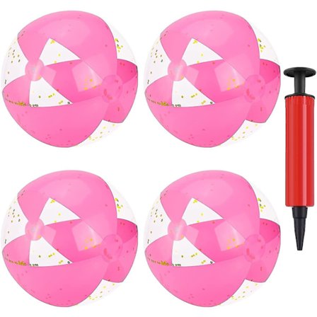 4 stk 16 tommers rosa oppblåsbare glittersekvensbeachballer