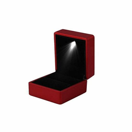 LED Ring Øreringe Æske Smykkeetui RØD