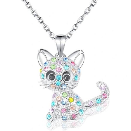 Kattehalsbånd til piger Krystalhalsbånd Katteelskere Gaver Smykkegaver til piger Datter Barnebarn Niece Fødselsdag