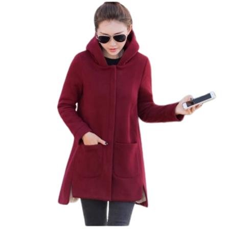 Damer casual överdimensionerad lös passform pullover hoodie tunika, sweatshirt jacka jacka höstoutfit wine-red M