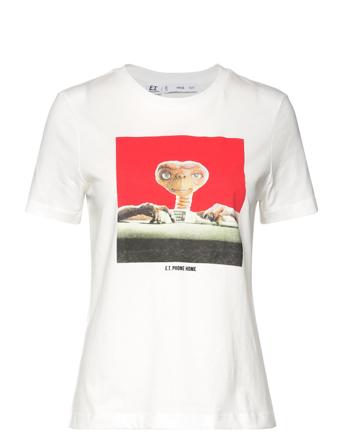 E.t. Printed T-Shirt T-shirts & Tops Short-sleeved Hvit Mango