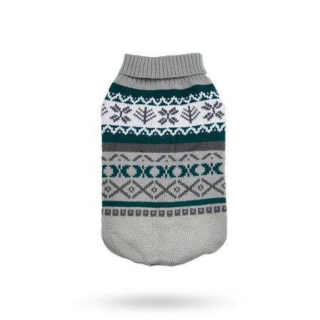 Urban Pup - Grey Fair Isle Vintage Sweater - Strikket Hundegenser - Hundegenser, hundvester & T-skjorter til hunder