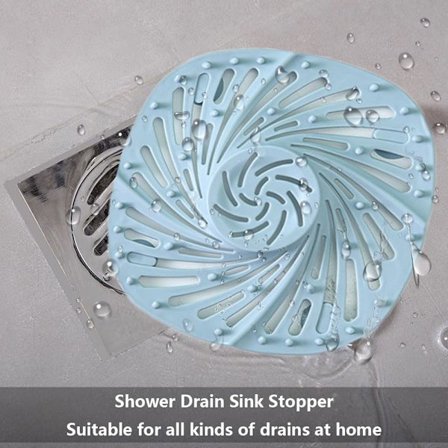 Bruseafløbshår opsamler si, hårstopper vaskebak afløb si med 4 sugekopper, hår afløb opsamler til badeværelse, blå