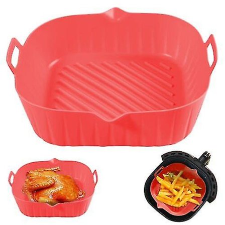 Airfryer Silikonform Bakkorg Ugn Non Stick Återanvändbar.foder.mikrovågsugn(Röd)