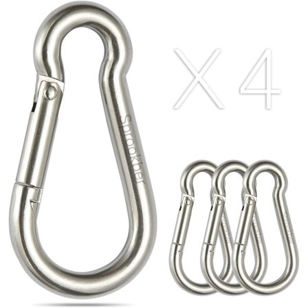 Fjærkrok i rustfritt stål - 304 rustfritt stål tung klips, et sett med 4