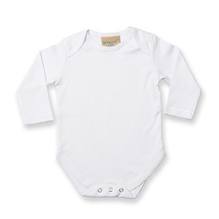 Larkwood Baby Unisex långärmad baby body 6-12 vit