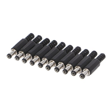 10 stk. 5,5x2,1 mm hann for DC In-Line plugg sokkel jack kontakt adapter plast