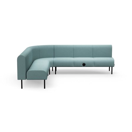 Sofa VARIETY, 90° indadvendt hjørne, med USB-stik, stof Pod CS, turkis