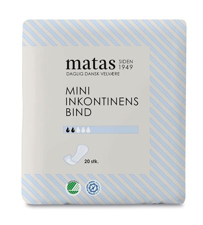 Matas Striber Mini Inkontinens Bind 20 stk, Medicin & Pleje, Inkontinens, Inkontinens Kvinder