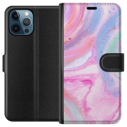 Yhteensopiva Lompakkokotelo Apple Apple iPhone 12 Pro Abstrakti pastellin värinen marmoritaide, jossa on nestemäinen akryyli vaikutus pinkissä, sin