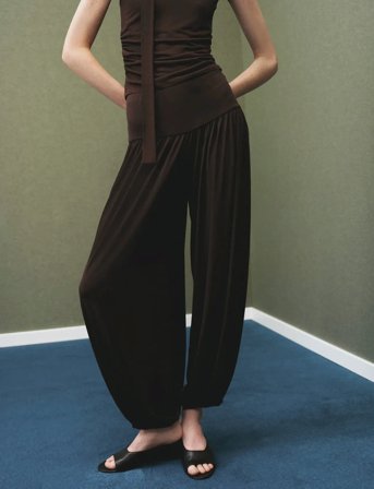 Mango Balloon Trousers With Elastic Waist - Brown - M