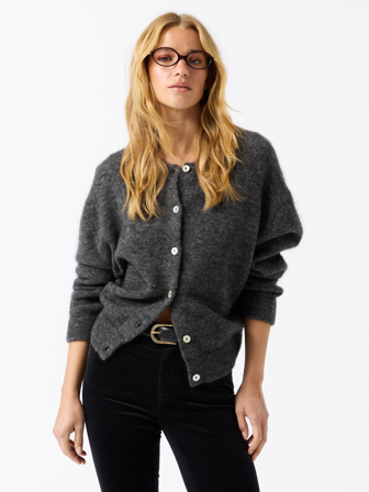 MATCH - Adele cardigan - Jean Paul Femme - Str. S - Dame - Gensere & Cardigans - Grå - 33% mohairull, 33% ull, 28% nylon - resirkulert og 6% elastan
