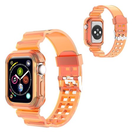 Apple Watch Series 6 / 5 40mm silikon framed klockarmband - transparent orange