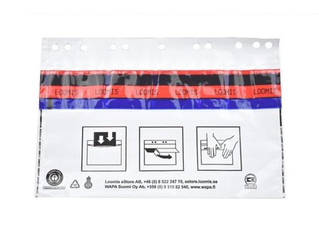 Säkerhetskuvert för nycklar och koder 250x150+30mm remsa 400/fp - Lyreco - Emballage och lagerutrustning - Kuvert och postemballage - Kuvert - C4