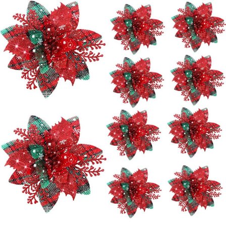 8stk Juleblomst Juletræ Blomster RØD GRØN RØD GRØN