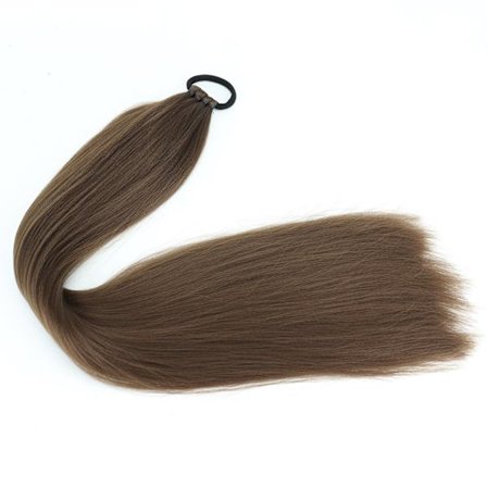 Syntetisk 24 tum lång rak elastisk gummihårring hästsvans Värmebeständig svart brun rak hästsvans hårförlängning