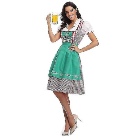 Høj kvalitet traditionel tysk ternet Dirndl kjole Oktoberfest kostume outfit til voksne kvinder Halloween Fancy Party