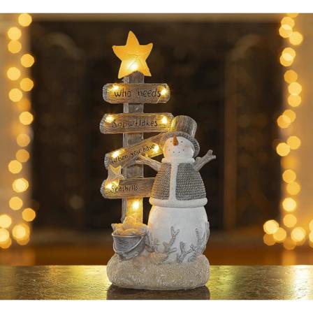 Snögubbe dekor, julfigurer Harts snögubbe upplysta inomhusdekorationer