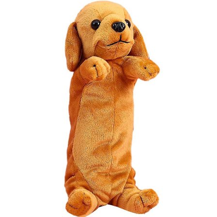 Blyantveske Plussj Hund Blyantpose Myk Dyr Papirvarer Tegneserie Oppbevaring Pennveske Boks