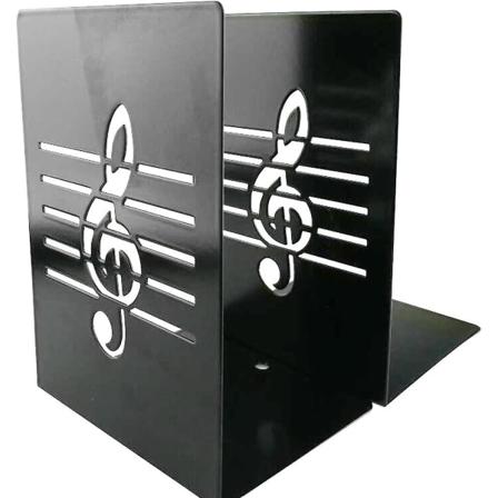 Par med kreative bokstøtter i form av musiknoter, i solid metall, for barn, musikkentusiaster og hjemme- eller kontordekor - svart