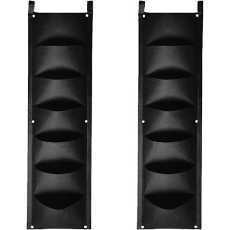 Vægpose til planter, 2-pak, 7 lommer, Vertikale planteposer, Plantepose til indendørs, udendørs, have, balkon, terrasse, boligindretning (Sort)