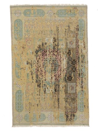 172X270 Dywan Contemporary Design Nowoczesny Brunatny/Zielony (Wełna, Indie) Carpetvista