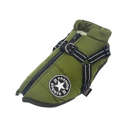 S-4xl Talven lämmin iso lemmikkikoiran takki valjailla Koiran vaatteet Labradorille Vedenpitävä iso koiran takki Ranskanbulldogin asut Army Green 4XL