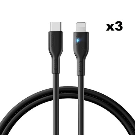 Joyroom USB C Till Lightning Kabel 1.2m - Svart (3-pack)