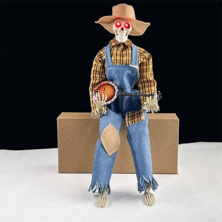 Duellerende Banjo Skjeletter Glødende Hodeskalle Gitar Statue GUL