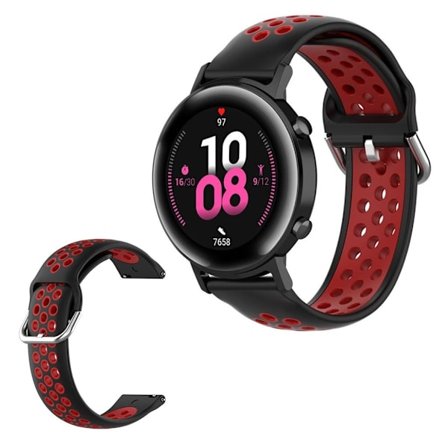 Amazfit Youth / Huawei Watch GT 2 42mm two color silicone watch band - Black / Red