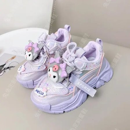 Anime Kawaii Sanrios My Melody Cinnamoroll Kuromi Barn Sneakers Tecknad Söt Luminous Daddy Skor Tjej Sammet Löparskor Present
