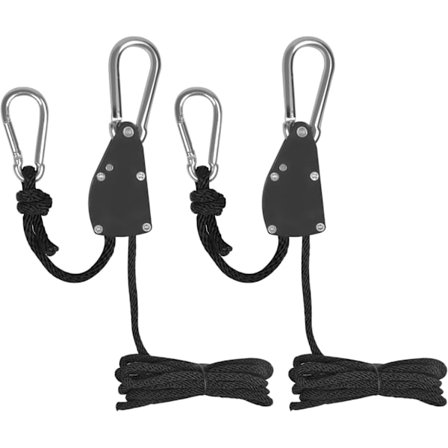 2 stk. tau-skralle, tau-skralle med krok 1,4 m, tau-skralle strammer, telt bardun med trinse, nylonføringstau med karabinkrok kompatibel med Ten