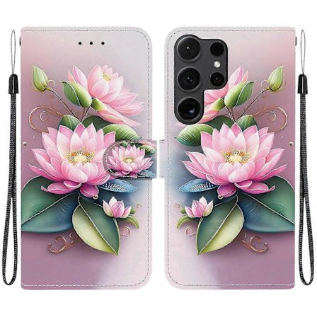 Til Samsung Galaxy S25 Ultra Cover Mønstertryk Anti-fald Læder Flip Pung Telefoncover Med Snor