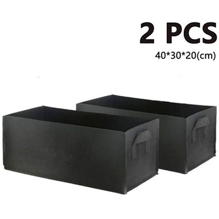 2 stk. plantepose i non-woven stof med håndtag til kartofler, tomater og jordbær, sort, S