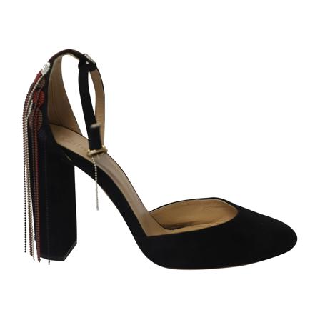 Chloé Pre-owned, Pre-owned Liv D` Orsay Bead Embellished Ankle Strap Pumps Zwart, Dames, Maat:37 EU,suede