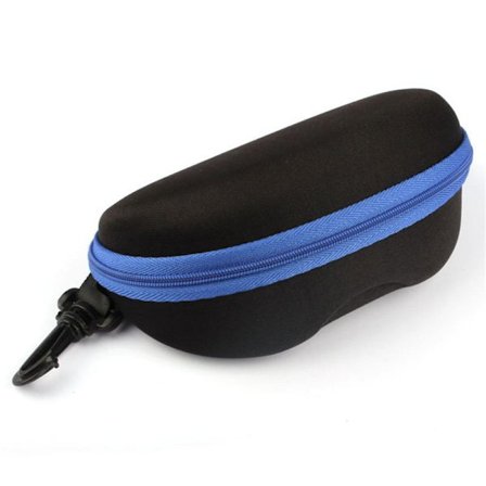 Blå EVA-brillesetui med fargerik glidelås og sklisikker krok Bl