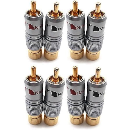 Hifi 10mm Forgyldt RCA Stik Låsende Ikke-Lodde Stik RCA Koaksial Konnektor Socket Adapter 8 stk