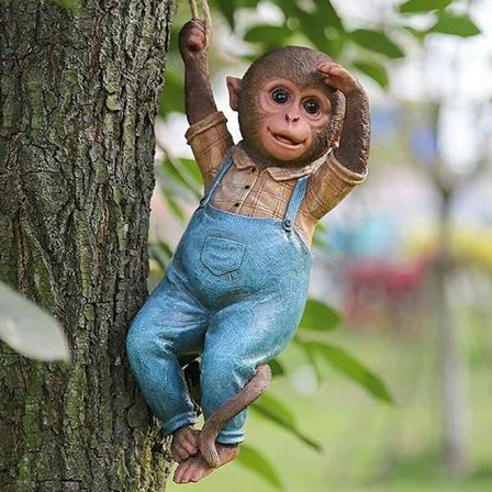 2 stk. Resin Abe Klatring Hængende Resin Abe Statue Have Dyr Statue Have Dekoration-MNS Tøj