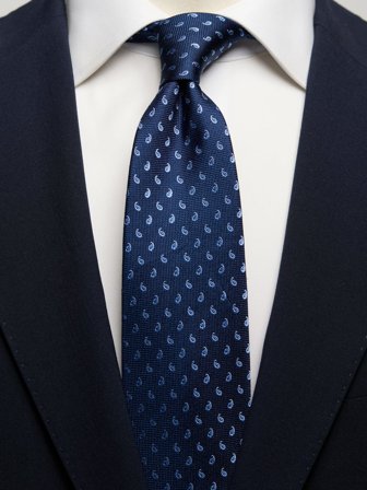 John Henric Men's Blaue Krawatte Paisley Size 7,5