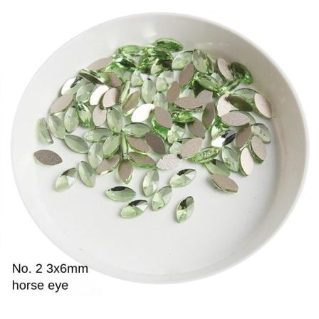 Kynsikoristeet Nail Art Vaaleanvihreä sarja litteä K9 lasipora Vesipisara Love Horse Eye 2#