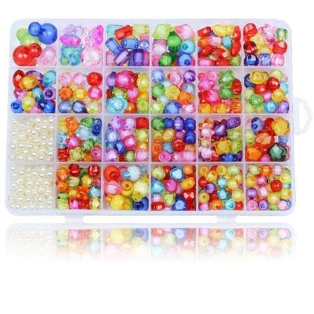 DIY - Pärllåda - Akrylpärlor - Mix - 500st - Smyckestillverkning Multicolor