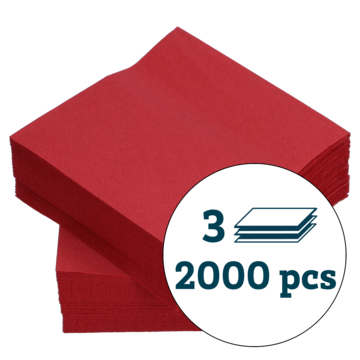 SERVIETT 3-LAG VINRØD 24X24CM