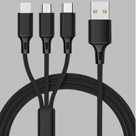 Monikäyttöinen USB-kaapeli, GIANAC 3-in-1 latauskaapeli nylon moninkertainen musta KLB