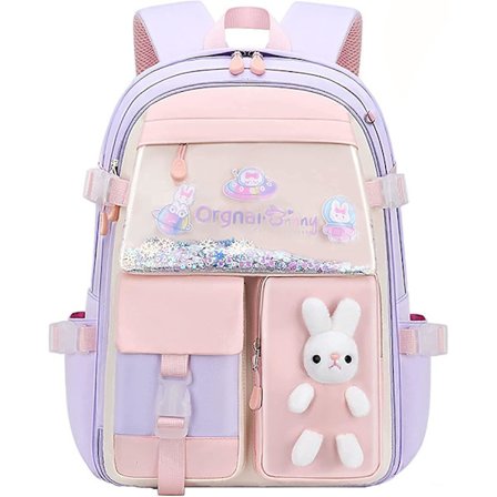 Ryggsäck med kaninöron - Ryggsäck med kaninöron för flickor - Ryggsäck med kaninöron för skolan - Kawaii-ryggsäck för flickor